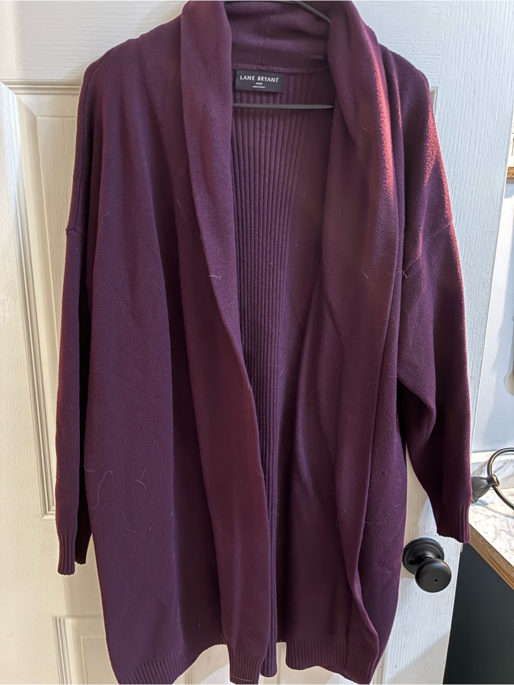 Lane Bryant Long Open Front Cardigan Sweater Plum Purple Plus Size 18/20